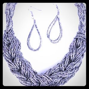 Silver seed bead necklace